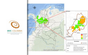 Ubicación geográfica de los proyectos apoyados y desarrollados en el marco de MVC Colombia.