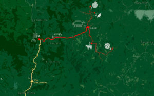 Ubicación de algunas de las fincas dentro de la ruta propuesta